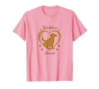 Golden Heart Golden Retriever Love Paw Prints Dog Lovers T-Shirt, Homme, Rose, M