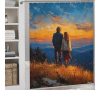 Golden Horizon - Together Beyond The Silence Rideaux De Douche Décoratifs À Séchage Rapide, Imperméables Et Résistants, Anti-moisissures, Pour Salle De Bain Ou Dortoir 69.69x70.87Inch（177x180cm）