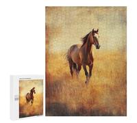 Golden Horse in Field Puzzle 1000 Pièces Educa Jouet en Bois Cadeau Unique Décoration Intérieure Jeu Éducatif Challenge Toy Adultes Et Enfants À Partir De 14 Ans 500 PCS