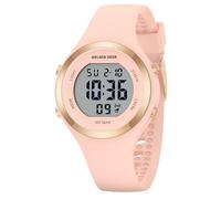 GOLDEN HOUR Montre de sport étanche pour femme avec chronographe numérique et bracelet en silicone, champagne, Moderne