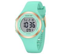 GOLDEN HOUR Montre de sport étanche pour femme avec chronographe numérique et bracelet en silicone, vert menthe, Moderne