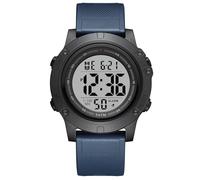 GOLDEN HOUR Montre Digitale Hommes, Montre de Sport étanche 5 ATM avec Rétroéclairage, Date, Semaine, Mois et Chronomètre, Bracelet en Silicone, Grand écran LCD