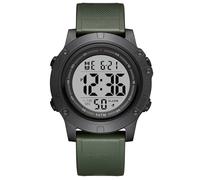 GOLDEN HOUR Montre Digitale Hommes, Montre de Sport étanche 5 ATM avec Rétroéclairage, Date, Semaine, Mois et Chronomètre, Bracelet en Silicone, Grand écran LCD