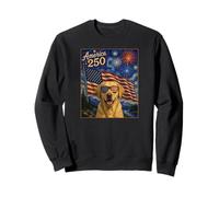 Golden Labrador Retriever Dog Art on America 250 Drapeau USA Sweatshirt