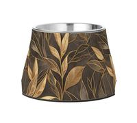 Golden Leaf Veins Gamelle antidérapante en acier inoxydable pour petits animaux de compagnie Gris clair