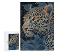 Golden Leopard in Blue Jungle Puzzle 300 Pièces Educa Jouet en Bois Cadeau Unique Décoration Intérieure Jeu Éducatif Challenge Toy Adultes Et Enfants À Partir De 14 Ans 300 PCS