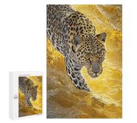 Golden Leopard in Water Puzzle 1000 Pièces Educa Jouet en Bois Cadeau Unique Décoration Intérieure Jeu Éducatif Challenge Toy Adultes Et Enfants À Partir De 14 Ans 1000 PCS