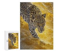 Golden Leopard in Water Puzzle 1000 Pièces Educa Jouet en Bois Cadeau Unique Décoration Intérieure Jeu Éducatif Challenge Toy Adultes Et Enfants À Partir De 14 Ans 300 PCS