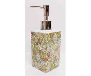 Golden Lily Distributeur de savon en porcelaine 200 ml William Morris Pompe liquide décorée à la main au Royaume-Uni