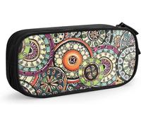 Golden Lily Vintage Sac Stylo Étui Durable Papeterie Pochette Pliable Stylo Pochette École Bureau Stylo Sac Grande Capacité Crayon Stylo Cas-9 Funky Rétro Rose Bleu Orange Vert Floral-Taille Unique
