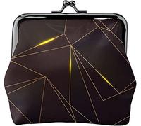 Golden Lines on Black Porte-Monnaie en Cuir pour Femme, Petite Pochette à la Monnaie avec Fermoir à Fermeture Kiss-Lock Fermoir Boucle Portefeuille pour Cadeau Fille