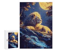 Golden Lion Moonlit Night Puzzle 1000 Pièces Educa Jouet en Bois Cadeau Unique Décoration Intérieure Jeu Éducatif Challenge Toy Adultes Et Enfants À Partir De 14 Ans 300 PCS