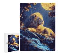 Golden Lion Moonlit Night Puzzle 1000 Pièces Educa Jouet en Bois Cadeau Unique Décoration Intérieure Jeu Éducatif Challenge Toy Adultes Et Enfants À Partir De 14 Ans 500 PCS
