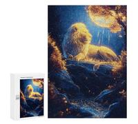 Golden Lion Moonlit Night Puzzle 1000 Pièces Educa Jouet en Bois Cadeau Unique Décoration Intérieure Jeu Éducatif Challenge Toy Adultes Et Enfants À Partir De 14 Ans 300 PCS