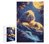 Golden Lion Moonlit Night Puzzle 1000 Pièces Educa Jouet en Bois Cadeau Unique Décoration Intérieure Jeu Éducatif Challenge Toy Adultes Et Enfants À Partir De 14 Ans 1000 PCS