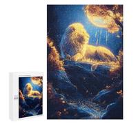 Golden Lion Moonlit Night Puzzle 1000 Pièces Educa Jouet en Bois Cadeau Unique Décoration Intérieure Jeu Éducatif Challenge Toy Adultes Et Enfants À Partir De 14 Ans 1000 PCS