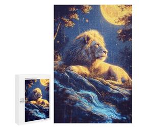 Golden Lion Moonlit Night Puzzle 1000 Pièces Educa Jouet en Bois Cadeau Unique Décoration Intérieure Jeu Éducatif Challenge Toy Adultes Et Enfants À Partir De 14 Ans 1000 PCS
