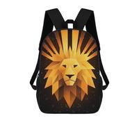 Golden Lion Vector Portrait with Radiant Rays Sac À Dos Scolaire Pour Adolescents, Imprimé En 3D, Ajustable, À Poches Tendance, Pour Enfants, Garçons, Filles, Étudiants Et Adolescents 17inch
