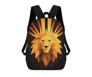 Golden Lion Vector Portrait with Radiant Rays Sac À Dos Scolaire Pour Adolescents, Imprimé En 3D, Ajustable, À Poches Tendance, Pour Enfants, Garçons, Filles, Étudiants Et Adolescents 17inch