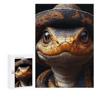 Golden Lizard with Hat Puzzle 1000 Pièces Educa Jouet en Bois Cadeau Unique Décoration Intérieure Jeu Éducatif Challenge Toy Adultes Et Enfants À Partir De 14 Ans 300 PCS