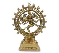 Golden Lord Nataraj - 23cm Brass Shiva Statuette