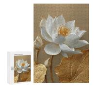 Golden Lotus Flower Art Print-1 Puzzle 1000 Pièces Educa Jouet en Bois Cadeau Unique Décoration Intérieure Jeu Éducatif Challenge Toy Adultes Et Enfants À Partir De 14 Ans 300 PCS