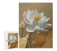 Golden Lotus Flower Art Print-1 Puzzle 500 Pièces Educa Jouet en Bois Cadeau Unique Décoration Intérieure Jeu Éducatif Challenge Toy Adultes Et Enfants À Partir De 14 Ans 500 PCS