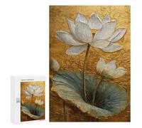 Golden Lotus Flower Art Print-2 Puzzle 1000 Pièces Educa Jouet en Bois Cadeau Unique Décoration Intérieure Jeu Éducatif Challenge Toy Adultes Et Enfants À Partir De 14 Ans 300 PCS
