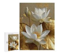 Golden Lotus Flower Art Print Puzzle 1000 Pièces Educa Jouet en Bois Cadeau Unique Décoration Intérieure Jeu Éducatif Challenge Toy Adultes Et Enfants À Partir De 14 Ans 500 PCS