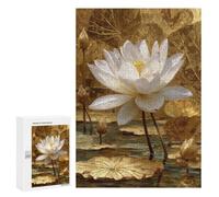 Golden Lotus Pond Scene Puzzle 1000 Pièces Educa Jouet en Bois Cadeau Unique Décoration Intérieure Jeu Éducatif Challenge Toy Adultes Et Enfants À Partir De 14 Ans 300 PCS