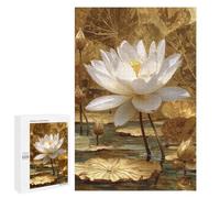 Golden Lotus Pond Scene Puzzle 1000 Pièces Educa Jouet en Bois Cadeau Unique Décoration Intérieure Jeu Éducatif Challenge Toy Adultes Et Enfants À Partir De 14 Ans 1000 PCS