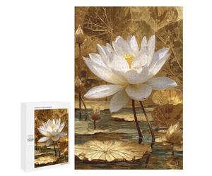 Golden Lotus Pond Scene Puzzle 1000 Pièces Educa Jouet en Bois Cadeau Unique Décoration Intérieure Jeu Éducatif Challenge Toy Adultes Et Enfants À Partir De 14 Ans 1000 PCS