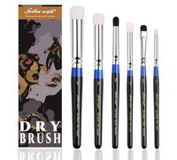 Golden Maple Drybrush Lot de 6 pinceaux secs de qualité professionnelle pour peinture de miniatures et maquettes sans effort - Pinceaux de peinture pour figurines de table et jeux de guerre