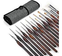 Golden Maple Lot de pinceaux miniatures pour pinceau sec - Ensemble de 18 pinceaux de micro-détail, petits pinceaux de détail fin pour acrylique, aquarelle et peinture par numéro, figurine - Marron