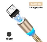 (Golden Mirco USB) NNBILI 2.4A LED câble USB magnétique pour iPhone 14 13 Xiaomi Samsung Type C câble Charge rapide Charge de données câble Micro USB cordon