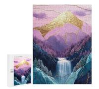 Golden Mountain Waterfall Landscape Puzzle 1000 Pièces Educa Jouet en Bois Cadeau Unique Décoration Intérieure Jeu Éducatif Challenge Toy Adultes Et Enfants À Partir De 14 Ans 500 PCS