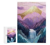 Golden Mountain Waterfall Landscape Puzzle 1000 Pièces Educa Jouet en Bois Cadeau Unique Décoration Intérieure Jeu Éducatif Challenge Toy Adultes Et Enfants À Partir De 14 Ans 300 PCS