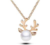 Golden Nice and Deft Collier avec pendentif en forme de bois de cerf avec fausses perles et zircones cubiques