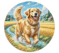 Golden Retriever 1000 Pièce Jigsaw Puzzles Jeux ÉduChatifs Classique Puzzles Ronds Belle Décoration Puzzle pour Cadeaux De Voyage, Présent 1000pcs (67.5x67.5cm)