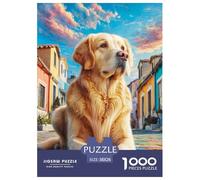 Golden Retriever 1000 Pièces Chien de Grande Taille Puzzle en Papier Jeu D'intelligence Décoration Moderne Adultes Et Adolescents Dès 14 Ans 38x26cm/1000pcs