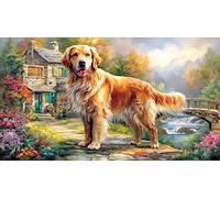 Golden-Retriever 1000 pièces Jeu Stimulant Papier recyclé Puzzle pour Adultes Décoration Murale et Cadeaux Jeu éducatif détente 38x26/1000 pièces