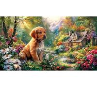 Golden-Retriever 1000 pièces Papier recyclé Puzzle Jeu Familial Amusant & Stimulant pour Adultes Défi de Jeu éducatif pour Relaxation, créativité et Cadeaux 38x52/1000 pièces