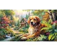 Golden-Retriever 1000 pièces Puzzle en Papier recyclé pour Adultes Cadeau Amusant & Activité Maison Jeu éducatif détente Idée Cadeau Parfaite pour décoration Murale et Cadeaux 38x52/1000 pièces