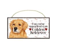 GOLDEN RETRIEVER - Affiche Decoration Murale. Panneau Bois. Inscription avec votre animal préféré. Panneau Decoratif pour votre maison. Pancarte Bois avec un chien.