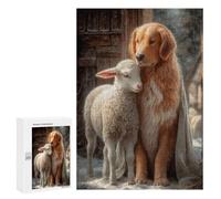 Golden Retriever and Lamb Friendship-1 Puzzle 1000 Pièces Educa Jouet en Bois Cadeau Unique Décoration Intérieure Jeu Éducatif Challenge Toy Adultes Et Enfants À Partir De 14 Ans 300 PCS