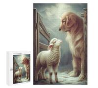 Golden Retriever and Lamb Friendship-3 Puzzle 1000 Pièces Educa Jouet en Bois Cadeau Unique Décoration Intérieure Jeu Éducatif Challenge Toy Adultes Et Enfants À Partir De 14 Ans 1000 PCS