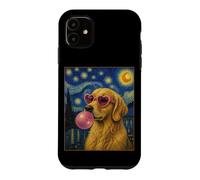 Golden Retriever Art Chien Soufflant Rose Bubble Gum Coque pour iPhone 11