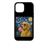 Golden Retriever Art Chien Soufflant Rose Bubble Gum Coque pour iPhone 12 Pro Max