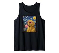 Golden Retriever Art Chien Soufflant Rose Bubble Gum Débardeur