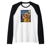 Golden Retriever Art Chien Soufflant Rose Bubble Gum Manche Raglan